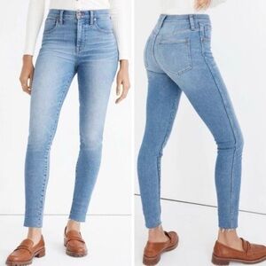 Madewell 10” High-Rise Skinny Jeans Raw Hem Light Blue Size 25